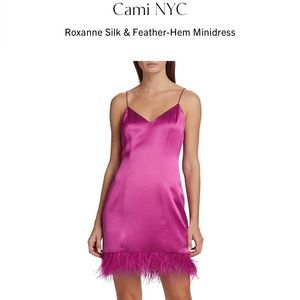 Cami NYC Roxanne Silk & Feather-Hem Mini Dress
